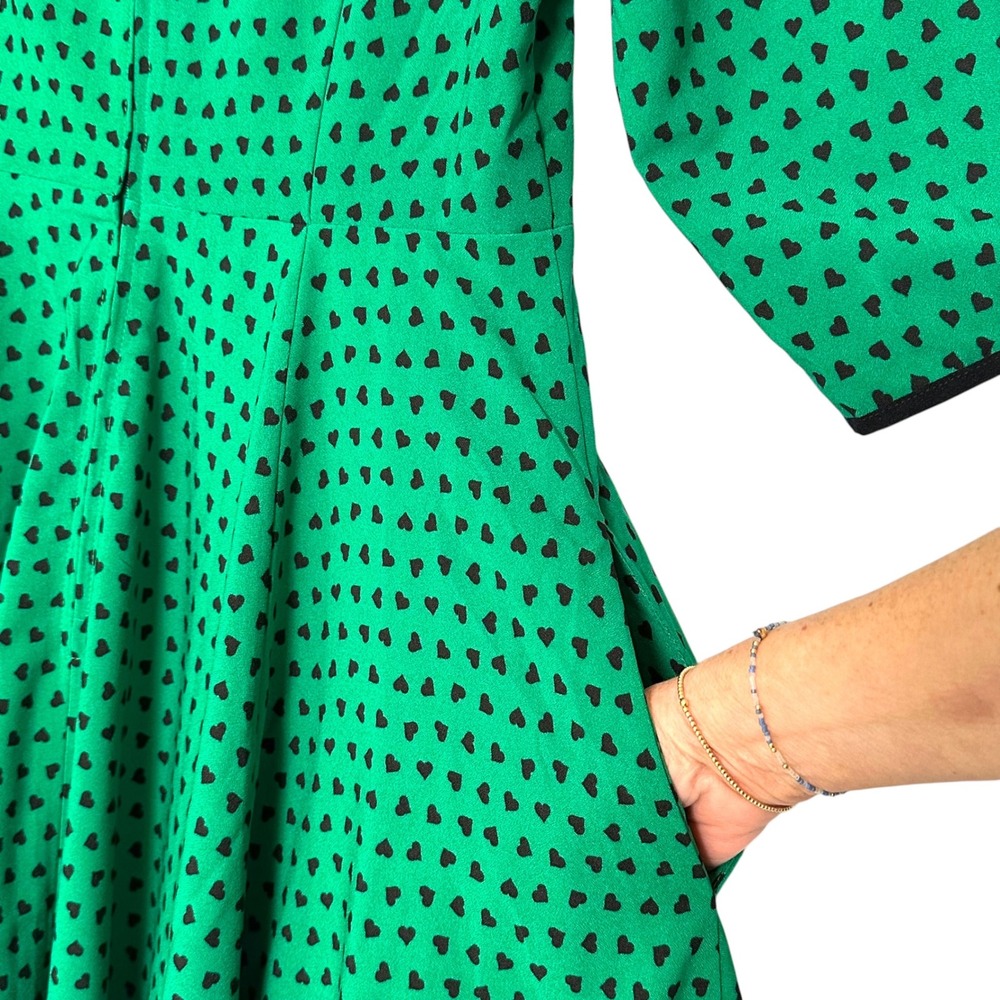 Hell Bunny Dress Paradisum 50s Keyhole Heart Polka Dot Green L Rockabilly Pinup - Picture 16 of 16